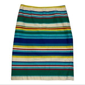 Talbots 100% Cotton Pencil Skirt Rainbow Stripe Size 6 Half Zipper Closure
